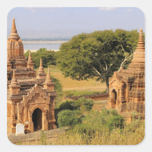 Sticker Carré Asie, Myanmar (Birmanie), Bagan (Pagan). Divers 2
