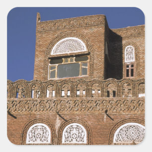Sticker Carré Asie, Yémen, Sana'a. Détail d'architecture yéménit