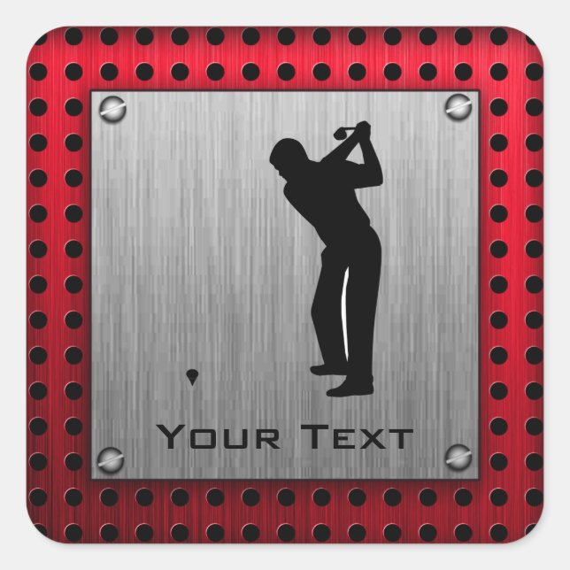 Sticker Carré Aspect aluminium brossé Golfer (Devant)
