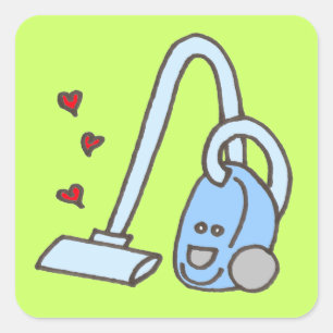 Sticker Carré Aspirateur avec des coeurs
