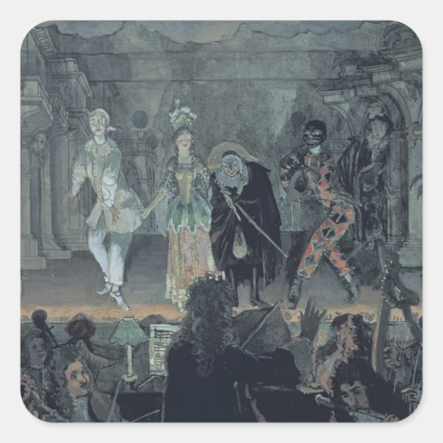 Sticker Carré Assemblage de maçons libres avant l'initiation d'u (Devant)