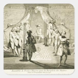 Sticker Carré Assemblée des maçons libres pour l'initiation d'