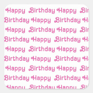 Sticker Carré Assiettes de fête d'anniversaire rose joyeux