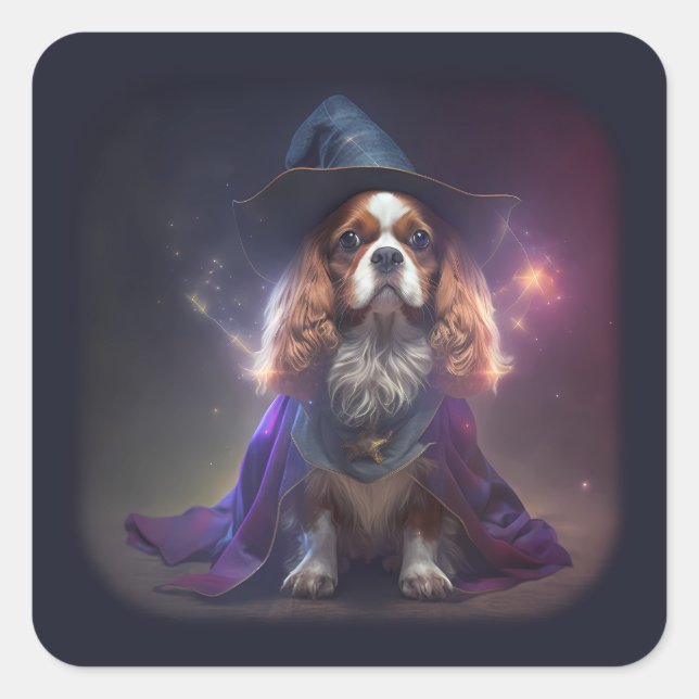 Sticker Carré Assistant Blenheim Cavalier King Charles (Devant)
