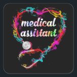 Sticker Carré Assistant médical du Colorful Stéthoscope<br><div class="desc">Assistant médical du Colorful Stéthoscope</div>