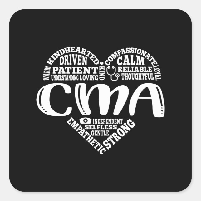 Sticker Carré Assistant Médicale certifié, CMA (Devant)