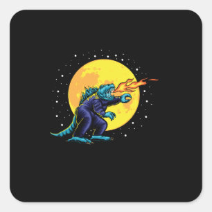 Sticker Carré astro godzilla illustration avec design