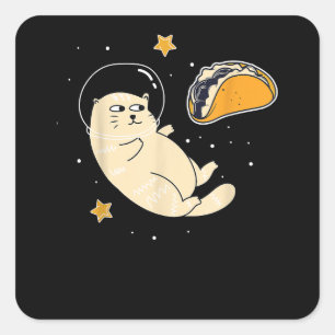 Sticker Carré Astronaut Cat in Outer Space  Taco Moon