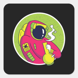 Sticker Carré astronaute bong