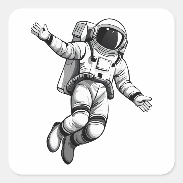 Sticker Carré Astronaute dans l'espace (Devant)