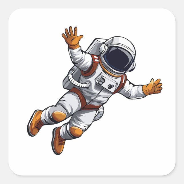 Sticker Carré Astronaute dans l'espace (Devant)