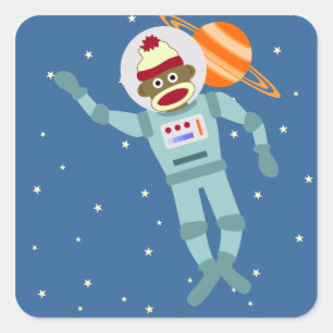 Sticker Carré Astronaute du singe de Sock