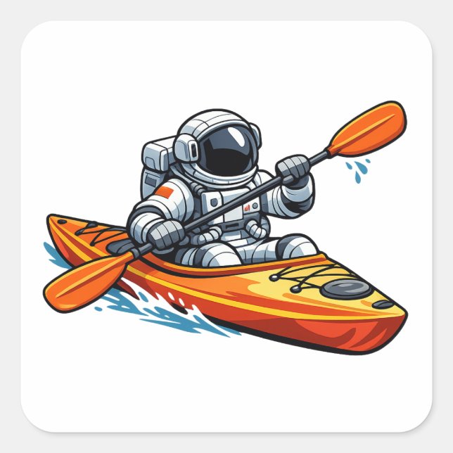 Sticker Carré . Astronaute en kayak (Devant)