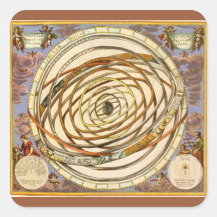 Sticker Carré Astronomie Vintage Planètes en orbite, Andreas Cel