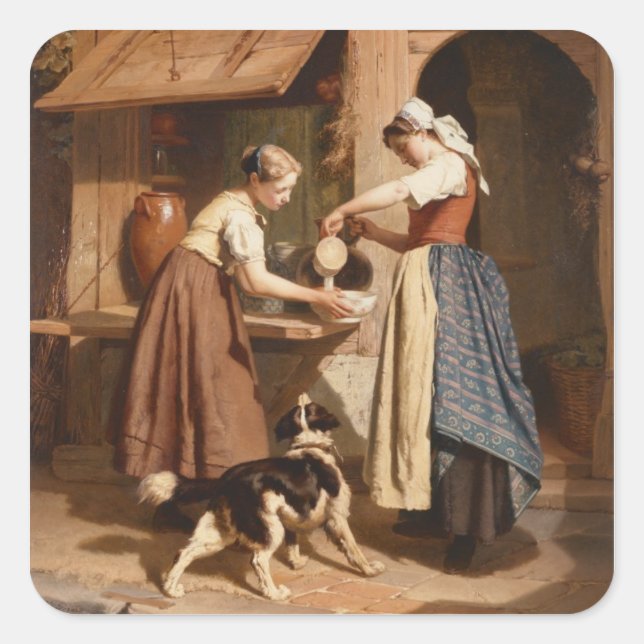 Sticker Carré At the Dairy, 1866 (Devant)