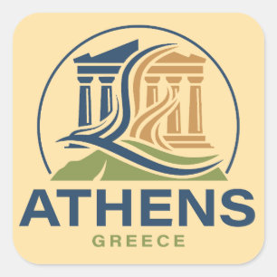 Sticker Carré Athènes Grèce Acropole Parthénon