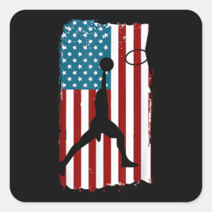 Sticker Carré Athlète patriotique américain de basket-ball