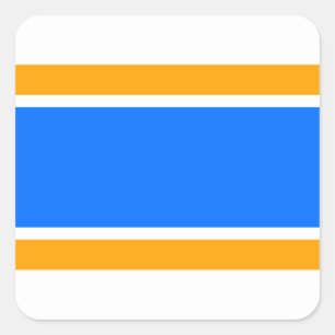 Sticker Carré Athletic Bleu Bleu Jaune Blanc Rayures de course