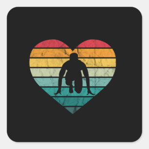 Sticker Carré Athlétisme Sprinteur Rétro Cœur