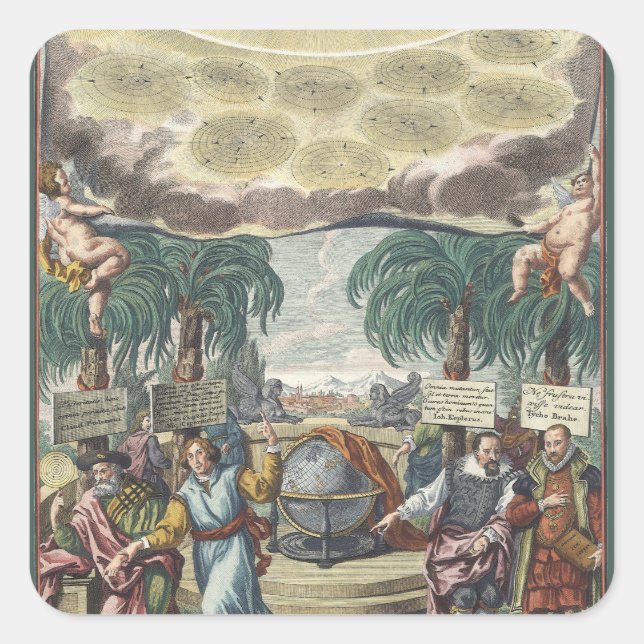 Sticker Carré Atlas Coelestis par Doppelmaier, Astronomie Vintag (Devant)