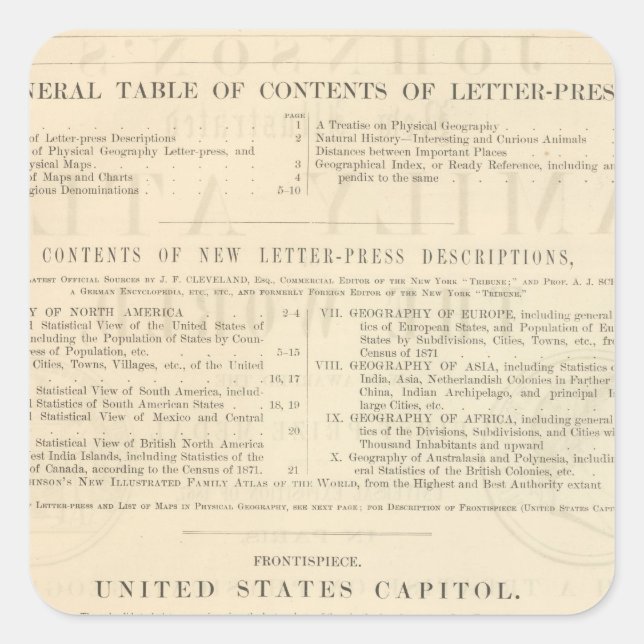 Sticker Carré Atlas illustré de la famille de Johnson de verso (Devant)