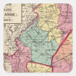 Sticker Carré Atlas topographique des comtés du Maryland