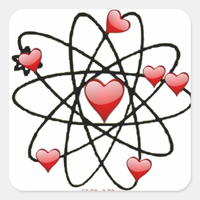Sticker Carré Atomic Saint-Valentin Cœurs Rouges (Devant)