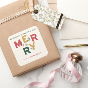 Sticker Carré Attaché avec Joyeux Noël