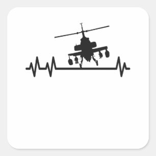 Sticker Carré Attaque de l'hélicoptère de combat, pilote de comb