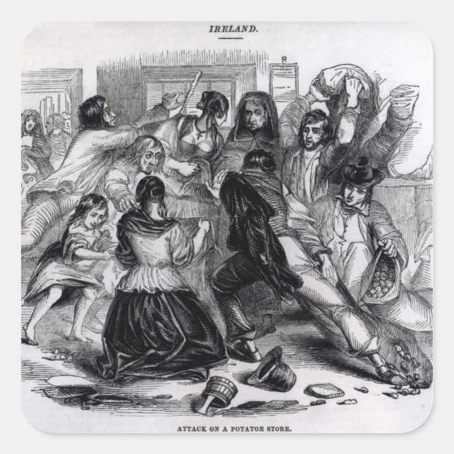 Sticker Carré Attaque sur un magasin de pomme de terre en (Devant)