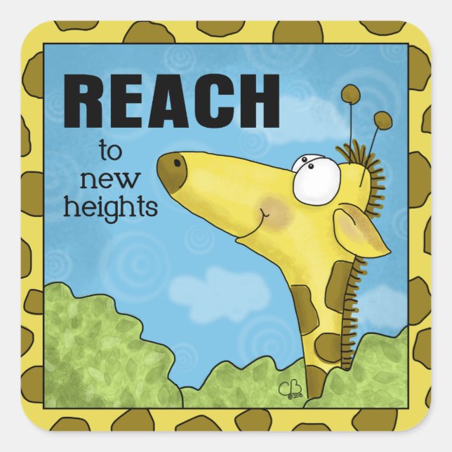 Sticker Carré Atteindre New Heights Giraffe (Devant)