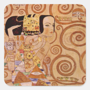 Sticker Carré Attente de Klimt Vintage Art Nouveau victorien