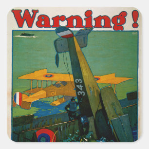Sticker Carré Attention !