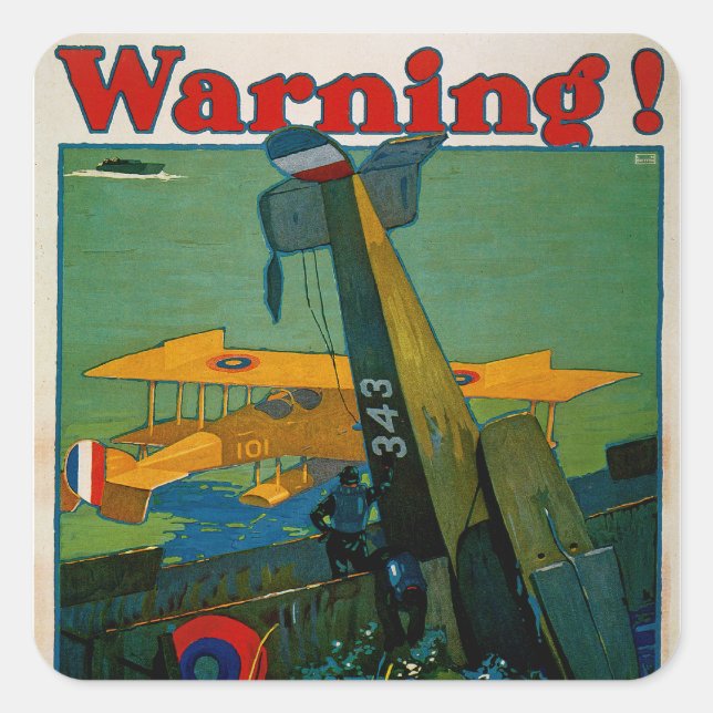 Sticker Carré Attention ! (Devant)