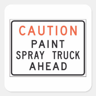 Sticker Carré Attention Camion de Peinture par Pulvérisation Dev