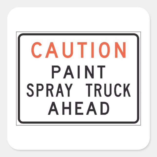 Sticker Carré Attention Camion de Peinture par Pulvérisation Dev (Devant)