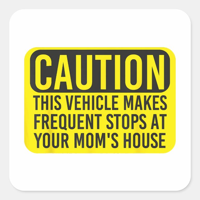 Sticker Carré Attention Ce Véhicule Fait Des Arrêts Fréquents À  (Devant)