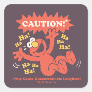 Sticker Carré Attention Elmo qui rit à l'approche