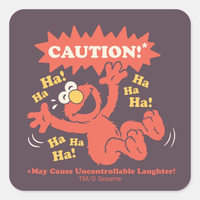 Sticker Carré Attention Elmo qui rit à l'approche (Devant)