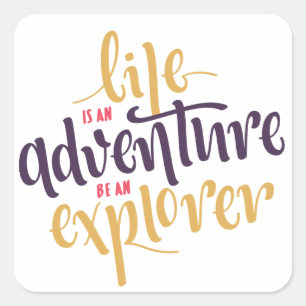 Sticker Carré Attitude, Courage Citation Motivationnelle Vie San