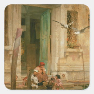 Sticker Carré Au bord du canal, Venise