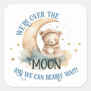 Sticker Carré Au-Dessus De La Lune Teddy Bear Bébé Garçon Douche