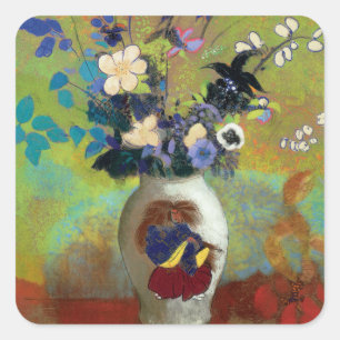 Sticker Carré Au Guerrier Japonais (vase japonais de vase à