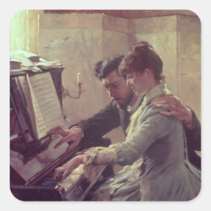 Sticker Carré Au piano
