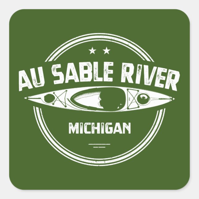Sticker Carré Au Sable River Michigan Kayak (Devant)