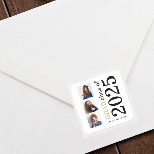 Sticker Carré Audacieuse Typographie 3 photos Blanc 2023 Graduat