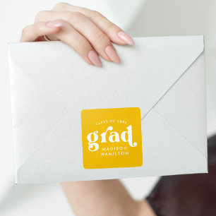 Sticker Carré Audacieuse Typographie Jaune Graduation