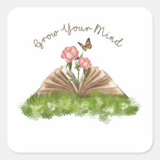 Sticker Carré Augmentez votre mental Sublimation Livre Aspirateu