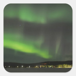 Sticker Carré Aurora borealis dans l'autocollant du ciel