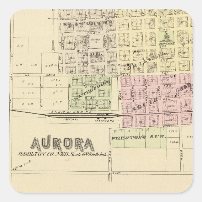 Sticker Carré Aurora, Phillips, an Hampton, Nebraska (Devant)